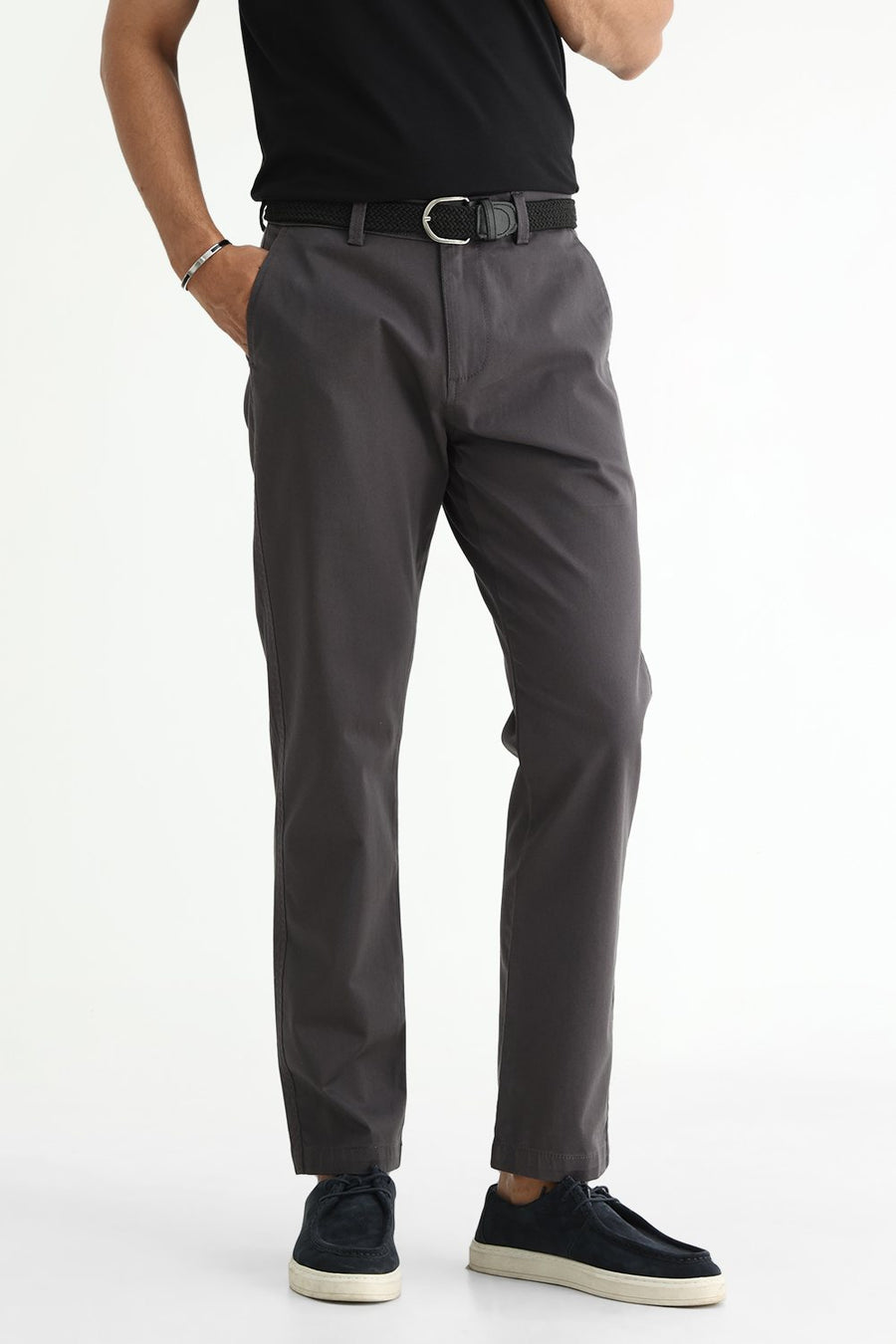 BASICS TAPERED FIT  COTTON STRETCH STRUCTURE TROUSER