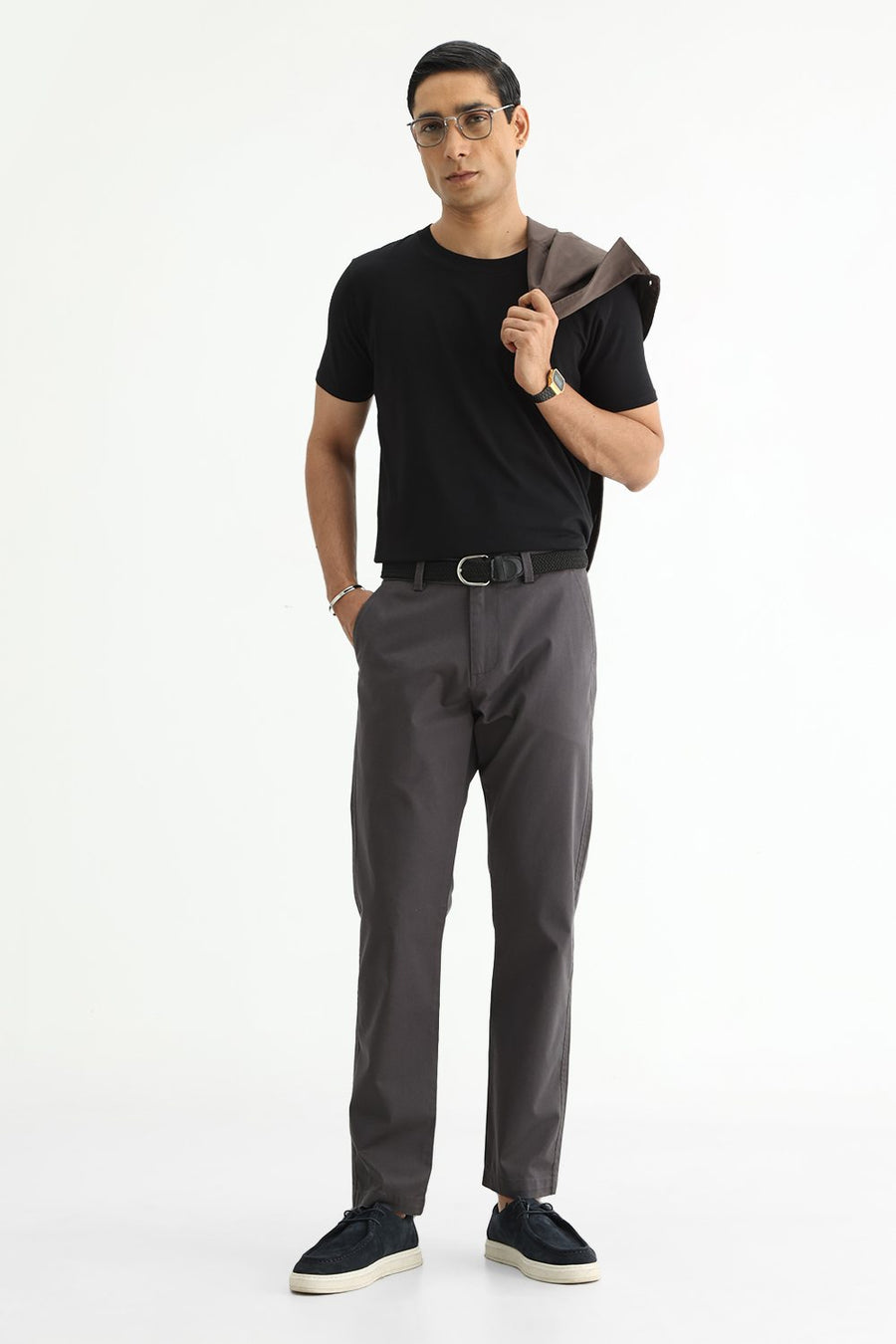 BASICS TAPERED FIT  COTTON STRETCH STRUCTURE TROUSER