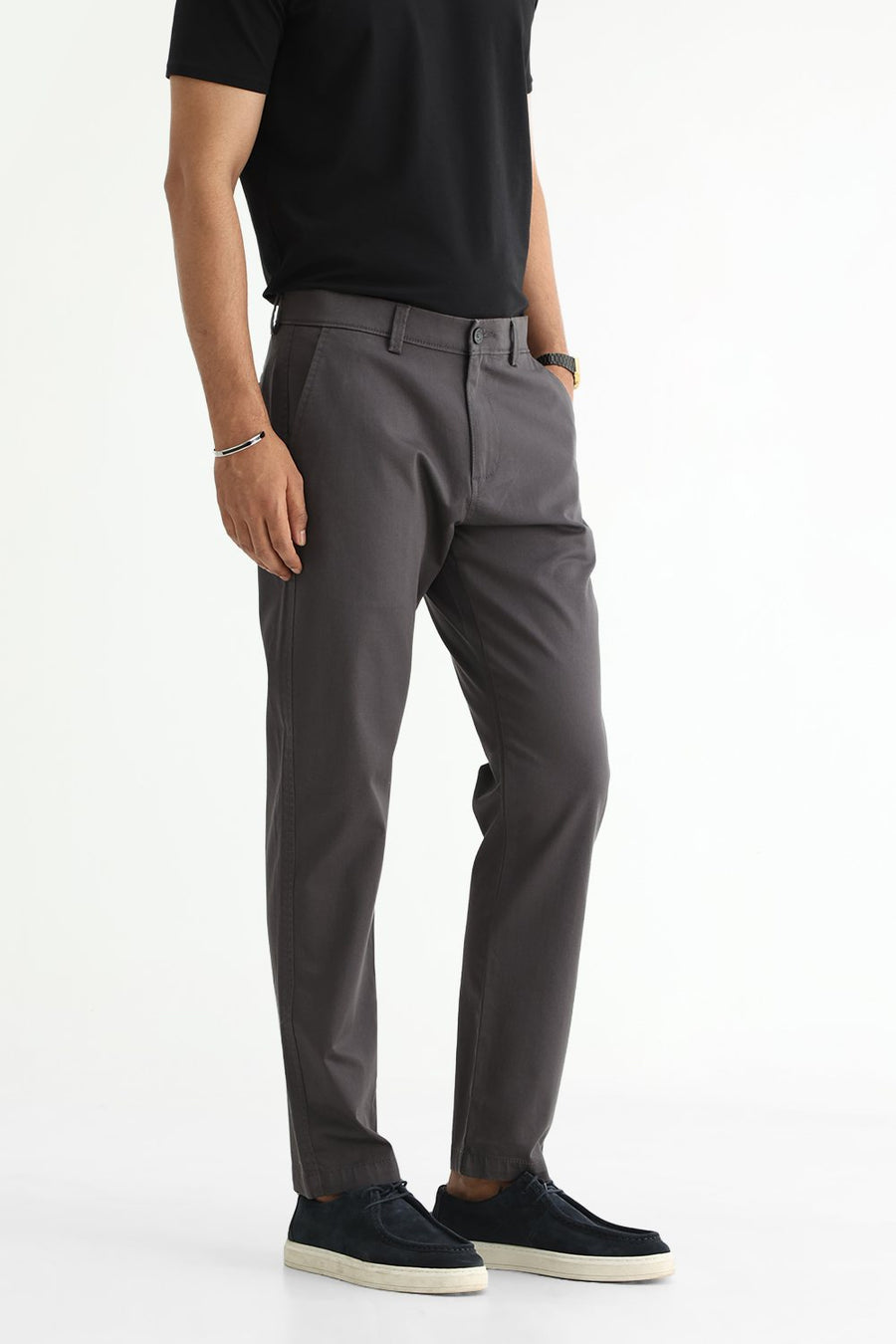 BASICS TAPERED FIT  COTTON STRETCH STRUCTURE TROUSER