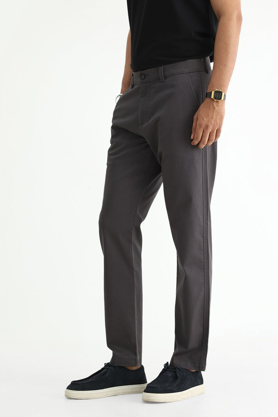 BASICS TAPERED FIT  COTTON STRETCH STRUCTURE TROUSER