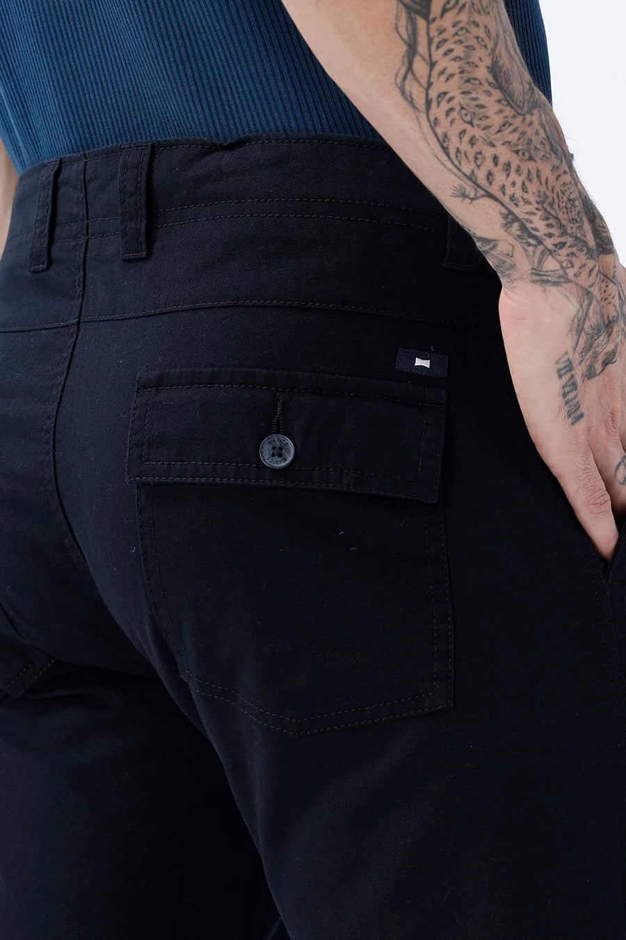 BASICS TAPERED FIT  COTTON STRETCH STRUCTURE TROUSER