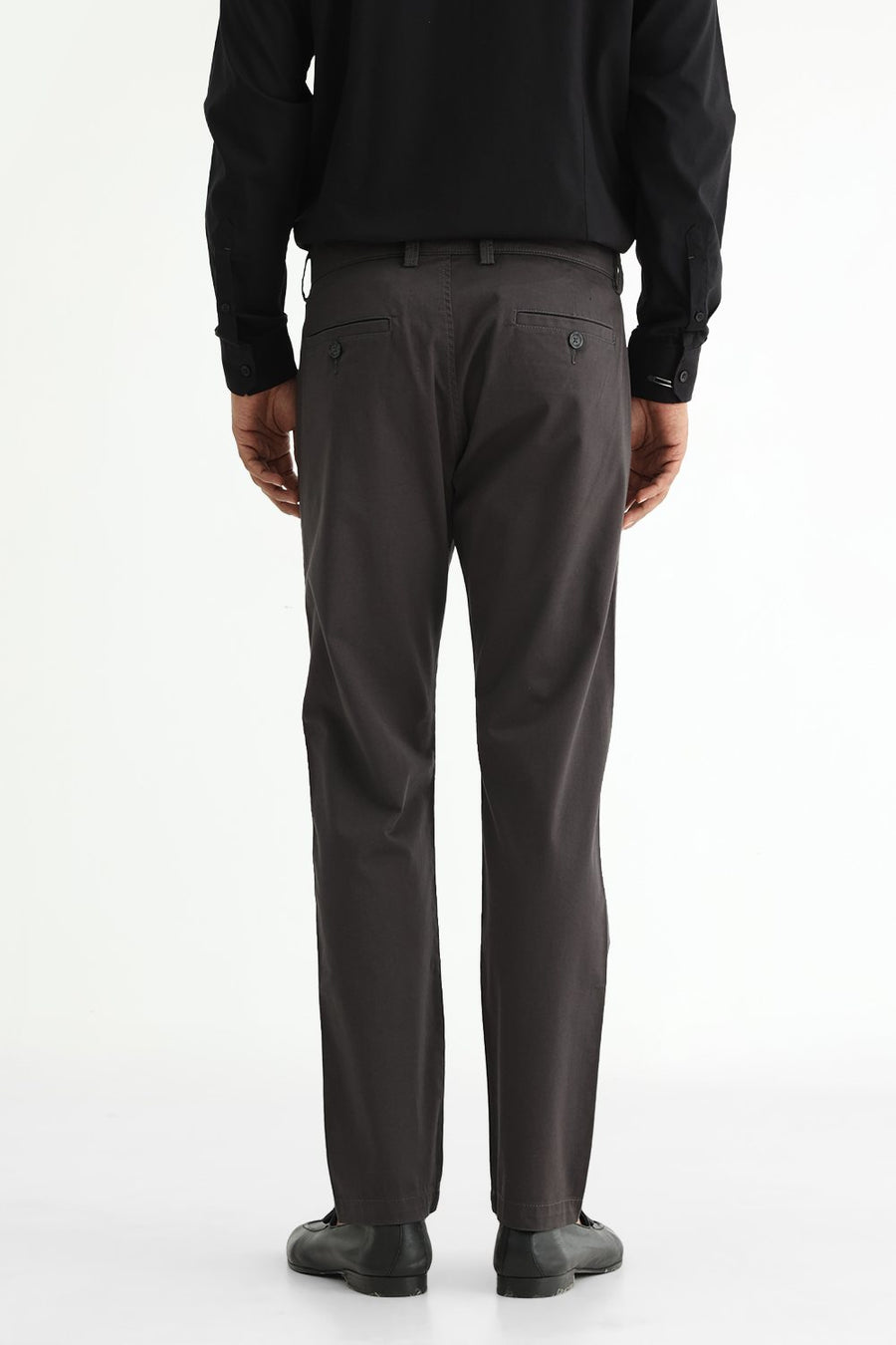 BASICS TAPERED FIT CAMO MID GREY COTTON STRETCH STRUCTURE TROUSER