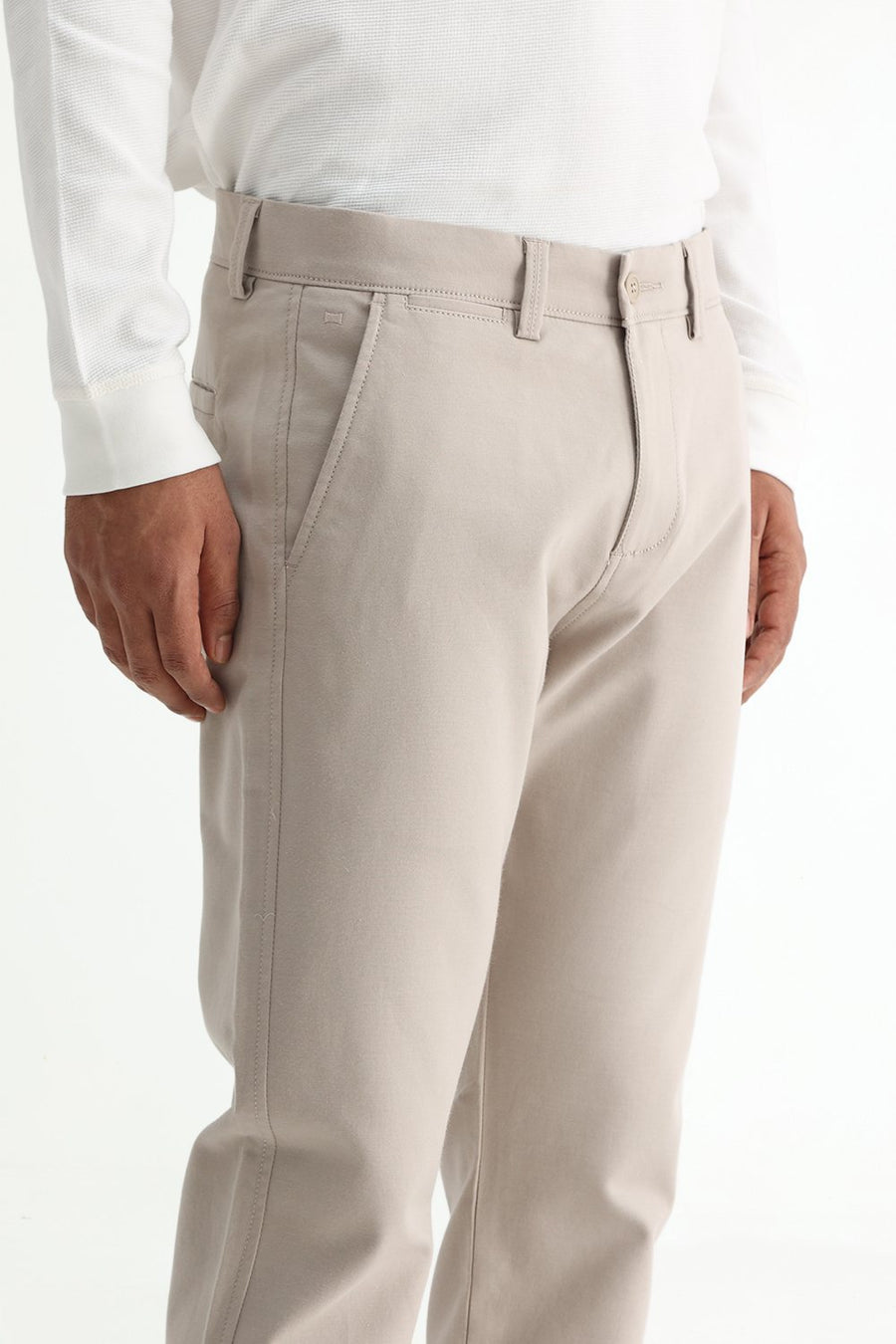BASICS TAPERED FIT  COTTON STRETCH STRUCTURE TROUSER