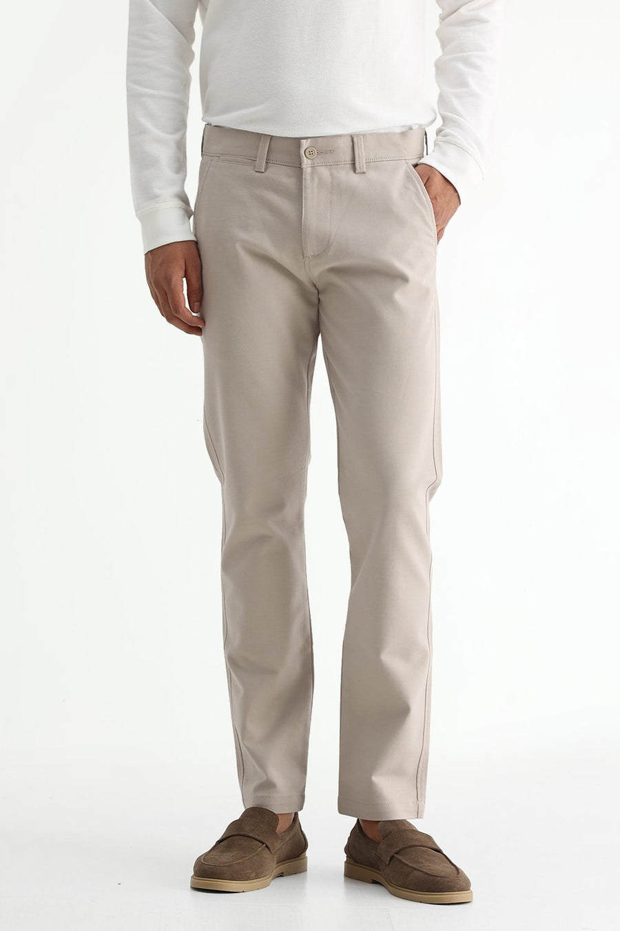 BASICS TAPERED FIT  COTTON STRETCH STRUCTURE TROUSER