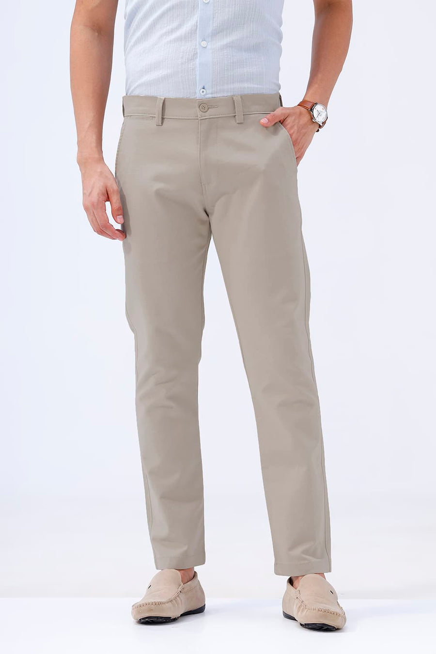 BASICS TAPERED FIT  COTTON STRETCH STRUCTURE TROUSER