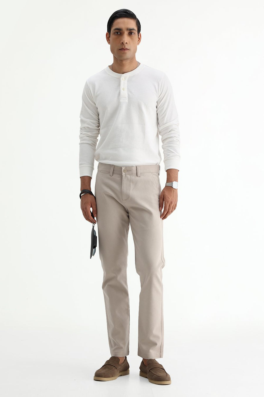 BASICS TAPERED FIT  COTTON STRETCH STRUCTURE TROUSER