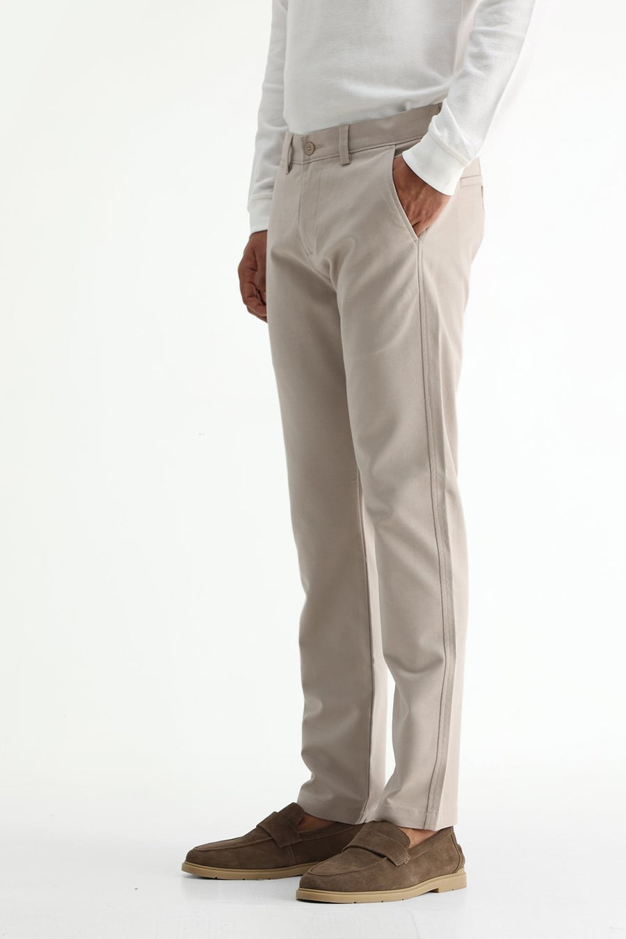 BASICS TAPERED FIT  COTTON STRETCH STRUCTURE TROUSER