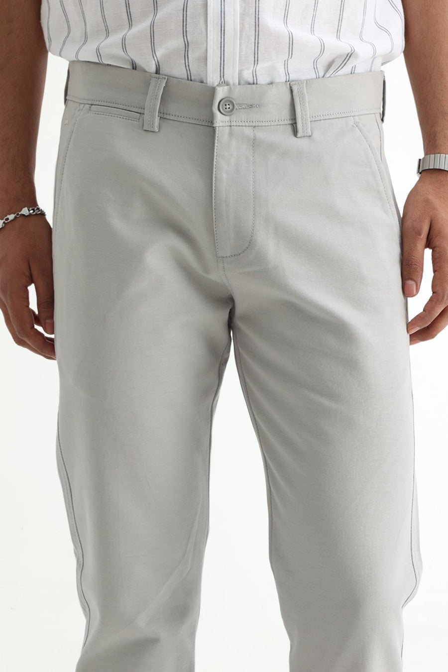 BASICS TAPERED FIT  COTTON STRETCH STRUCTURE TROUSER