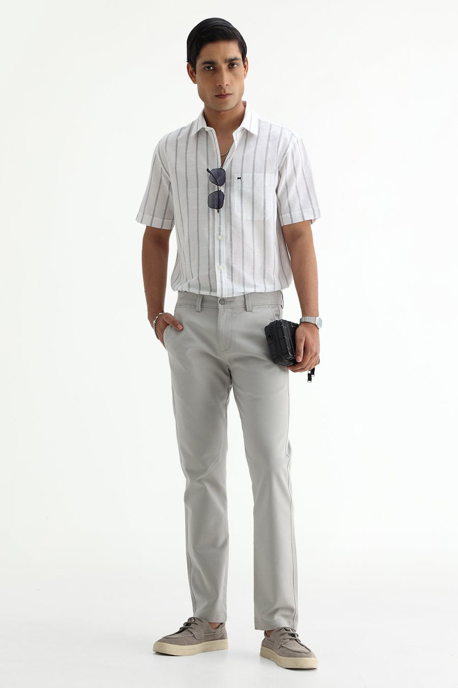 BASICS TAPERED FIT  COTTON STRETCH STRUCTURE TROUSER