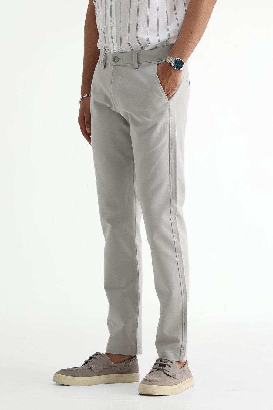 BASICS TAPERED FIT  COTTON STRETCH STRUCTURE TROUSER