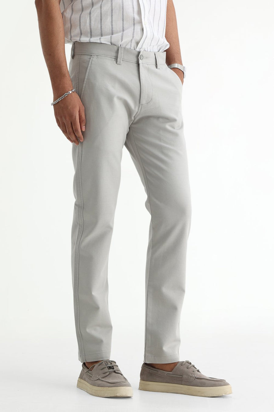 BASICS TAPERED FIT  COTTON STRETCH STRUCTURE TROUSER