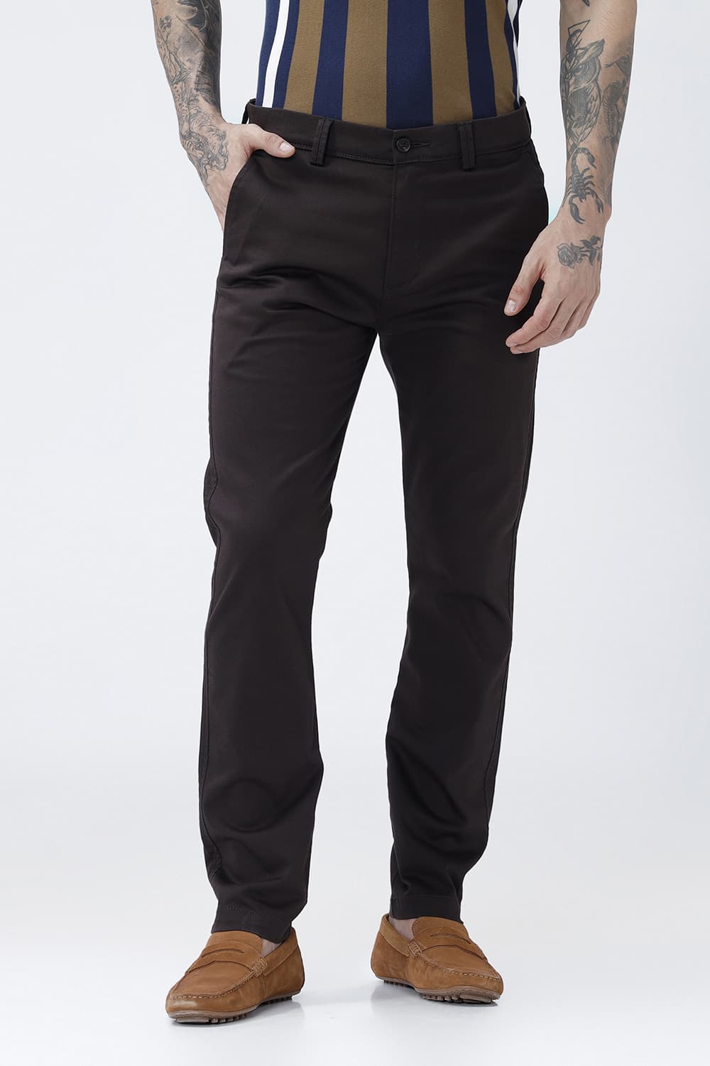 BASICS TAPERED FIT  COTTON STRETCH STRUCTURE TROUSER