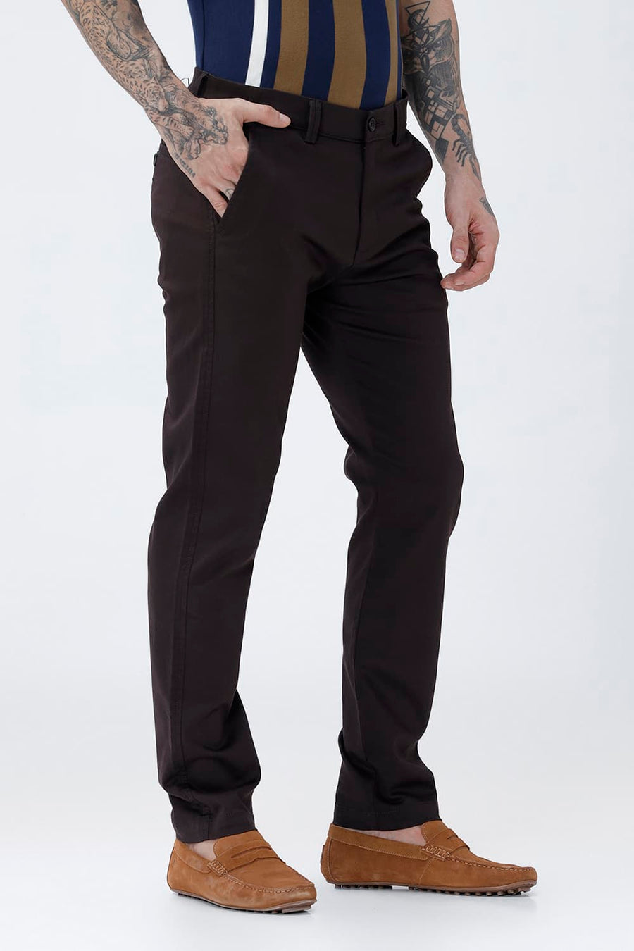 BASICS TAPERED FIT  COTTON STRETCH STRUCTURE TROUSER