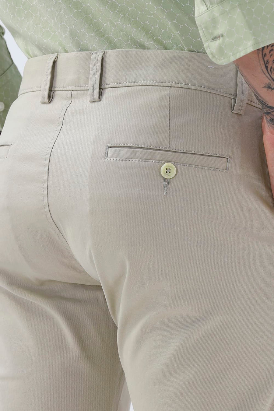 BASICS TAPERED FIT  COTTON STRETCH STRUCTURE TROUSER