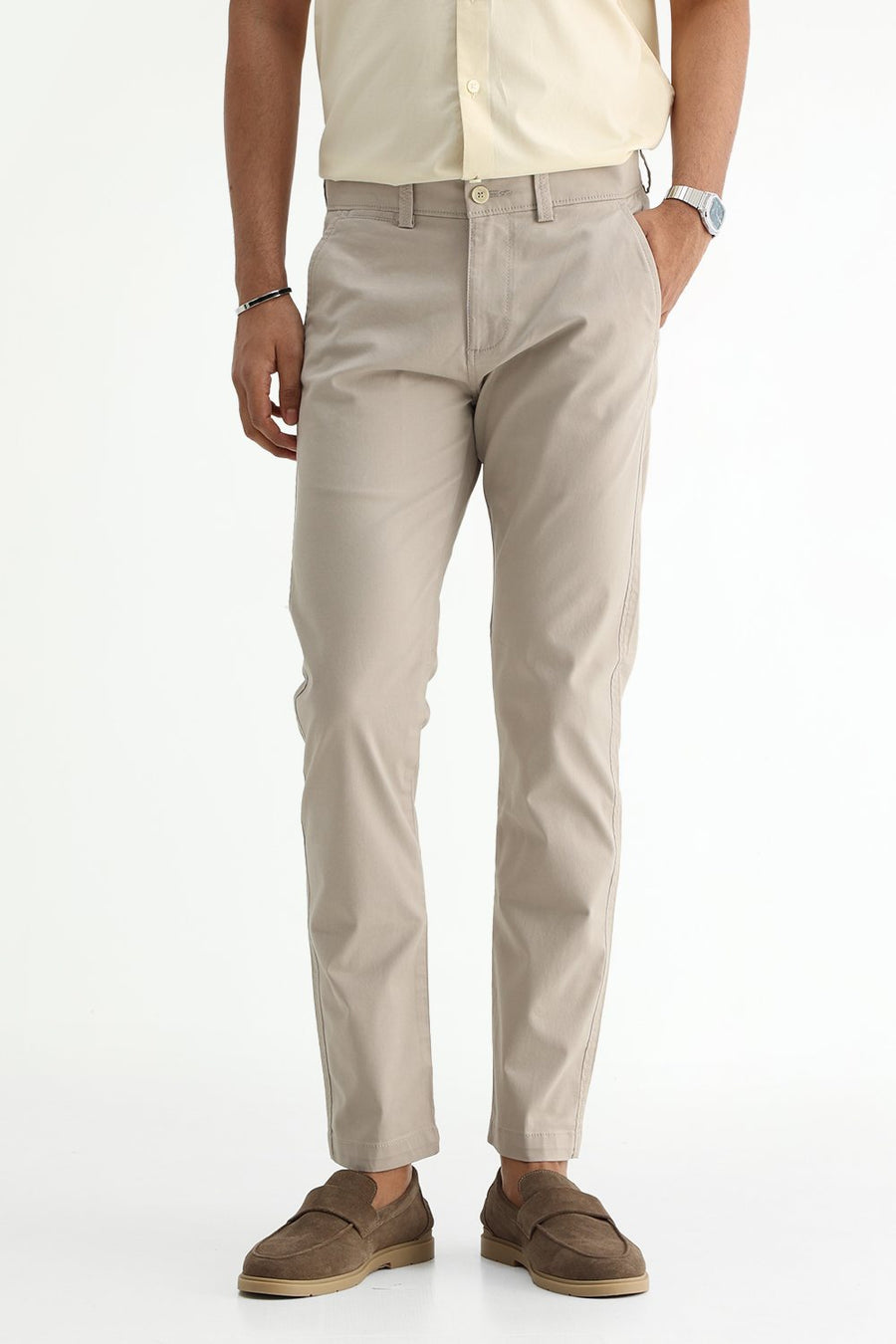 BASICS TAPERED FIT  COTTON STRETCH STRUCTURE TROUSER