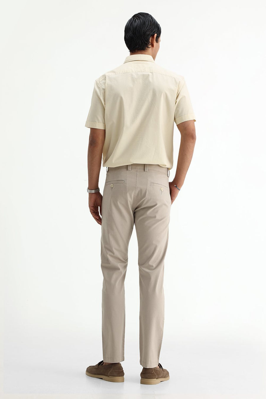 BASICS TAPERED FIT  COTTON STRETCH STRUCTURE TROUSER