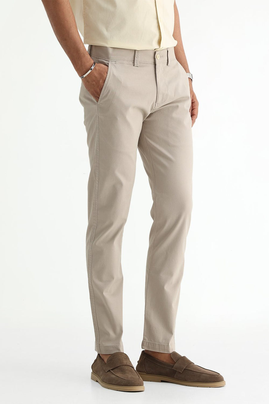 BASICS TAPERED FIT  COTTON STRETCH STRUCTURE TROUSER