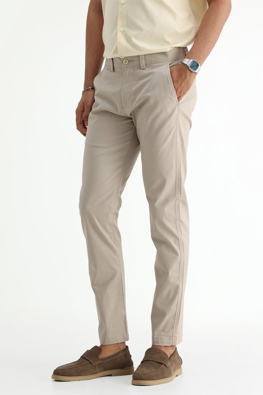 BASICS TAPERED FIT  COTTON STRETCH STRUCTURE TROUSER