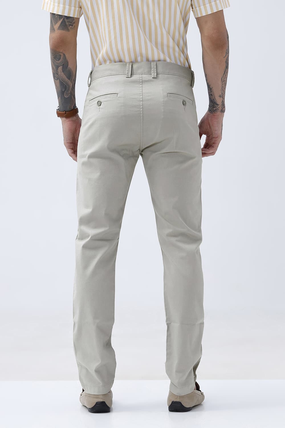 BASICS TAPERED FIT  COTTON STRETCH STRUCTURE TROUSER