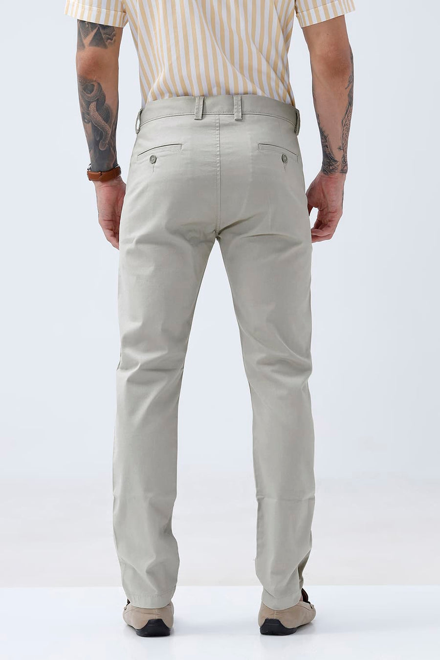 BASICS TAPERED FIT  COTTON STRETCH STRUCTURE TROUSER