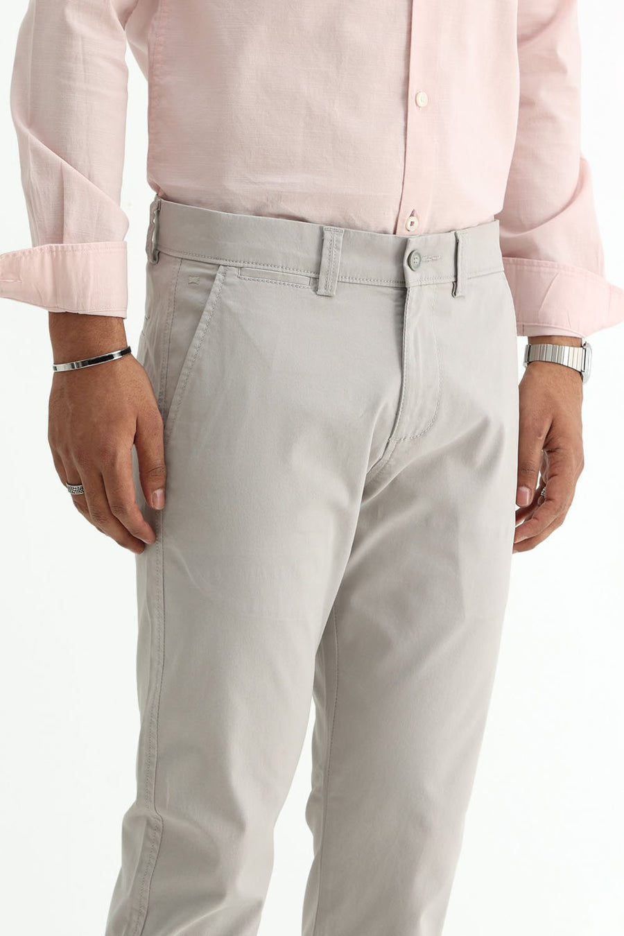 BASICS TAPERED FIT  COTTON STRETCH STRUCTURE TROUSER