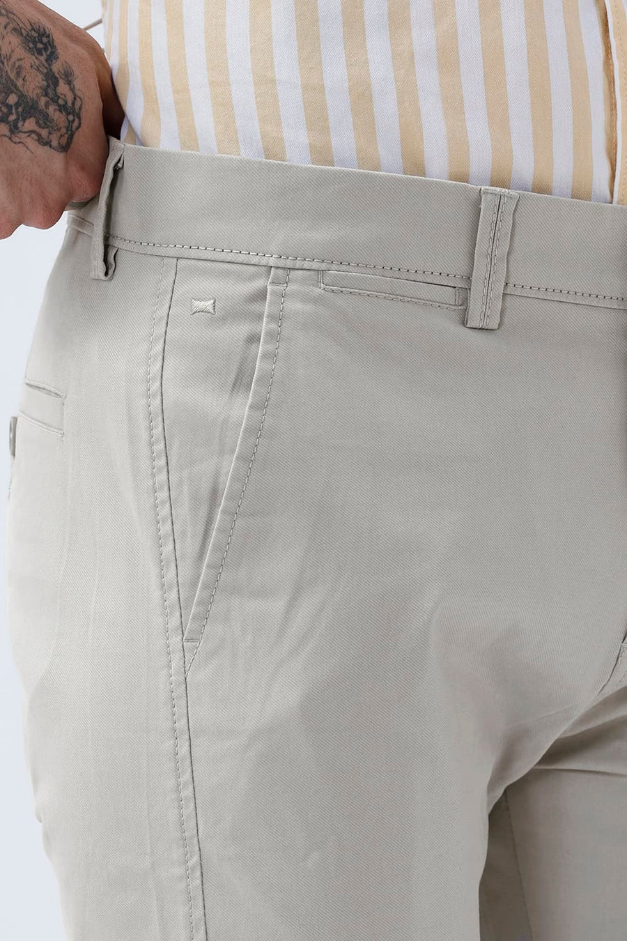 BASICS TAPERED FIT  COTTON STRETCH STRUCTURE TROUSER