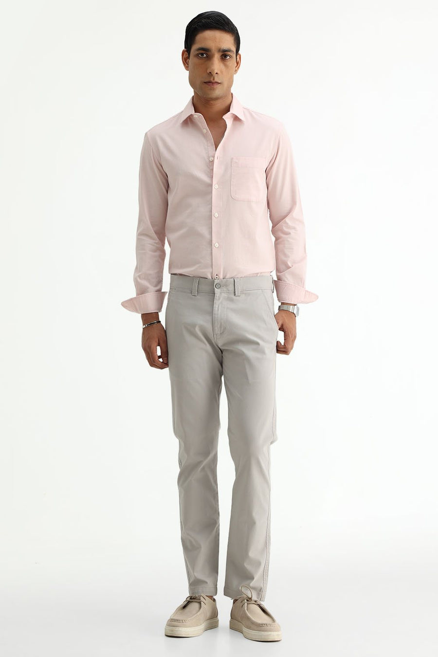 BASICS TAPERED FIT  COTTON STRETCH STRUCTURE TROUSER