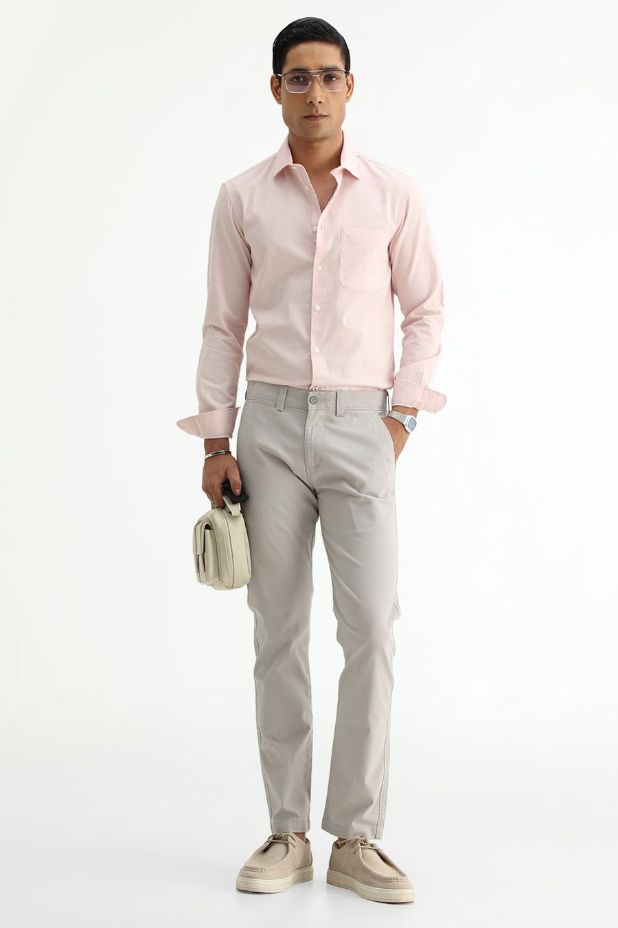 BASICS TAPERED FIT  COTTON STRETCH STRUCTURE TROUSER