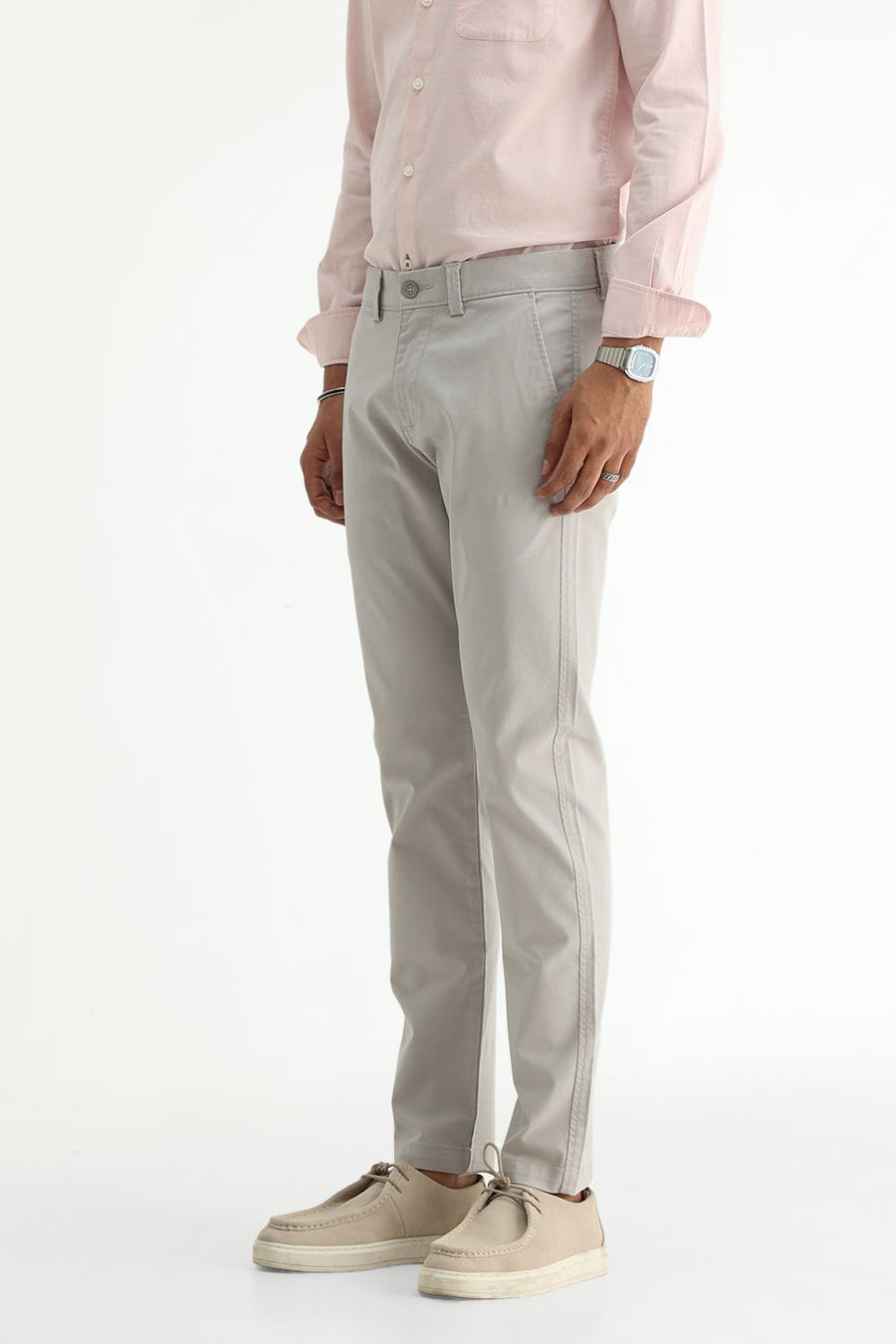 BASICS TAPERED FIT  COTTON STRETCH STRUCTURE TROUSER