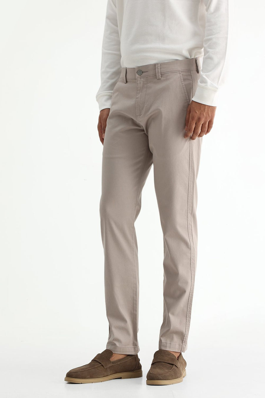 BASICS TAPERED FIT  COTTON STRETCH STRUCTURE TROUSER