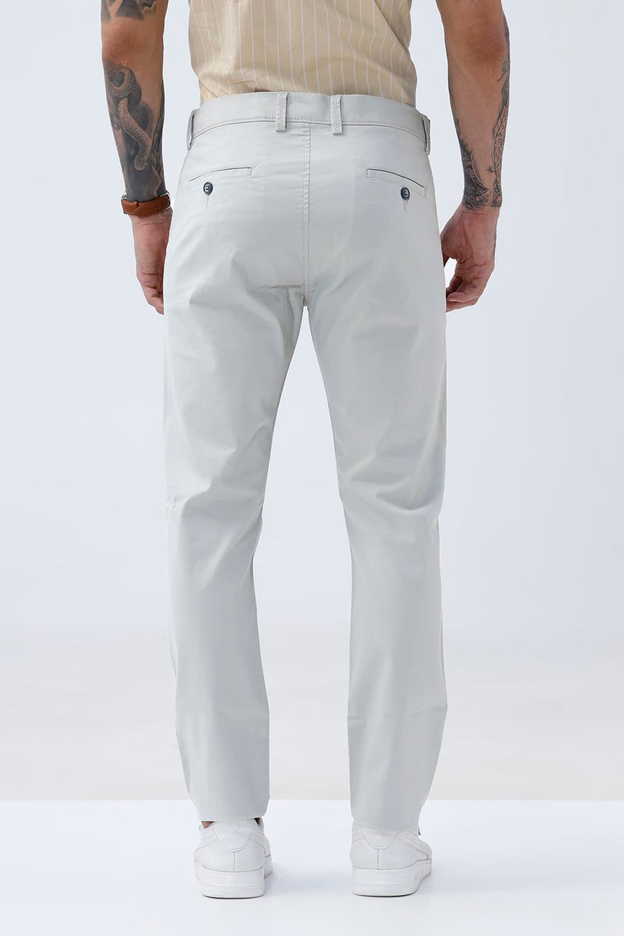 BASICS TAPERED FIT  COTTON STRETCH STRUCTURE TROUSER