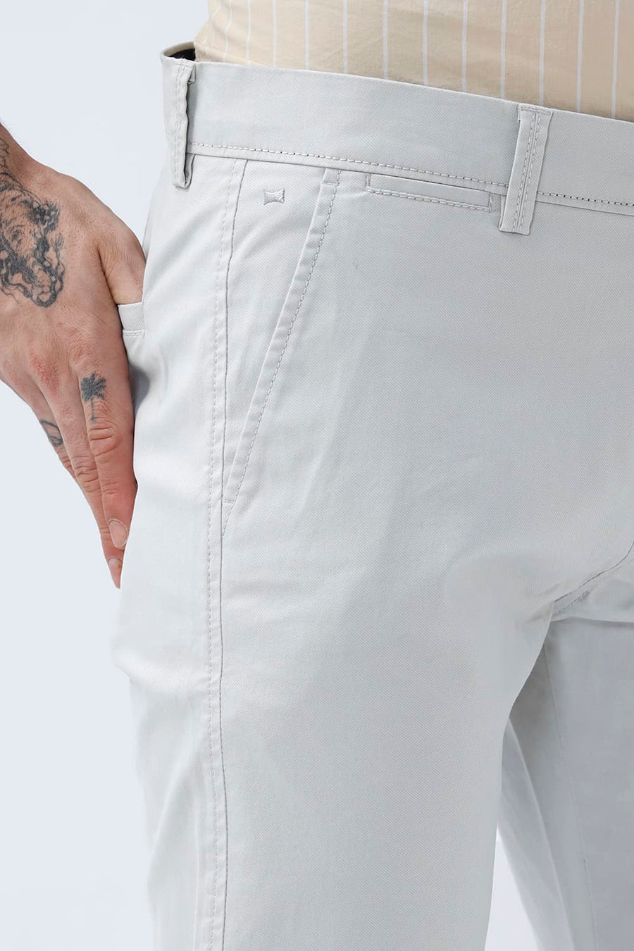 BASICS TAPERED FIT  COTTON STRETCH STRUCTURE TROUSER