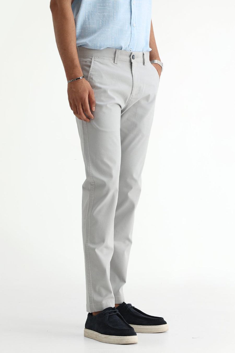 BASICS TAPERED FIT  COTTON STRETCH STRUCTURE TROUSER