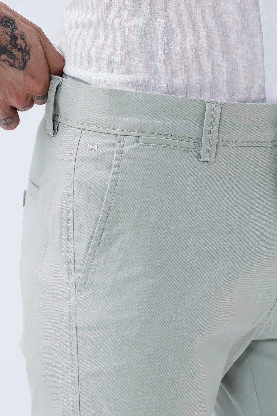 BASICS TAPERED FIT  COTTON STRETCH STRUCTURE TROUSER