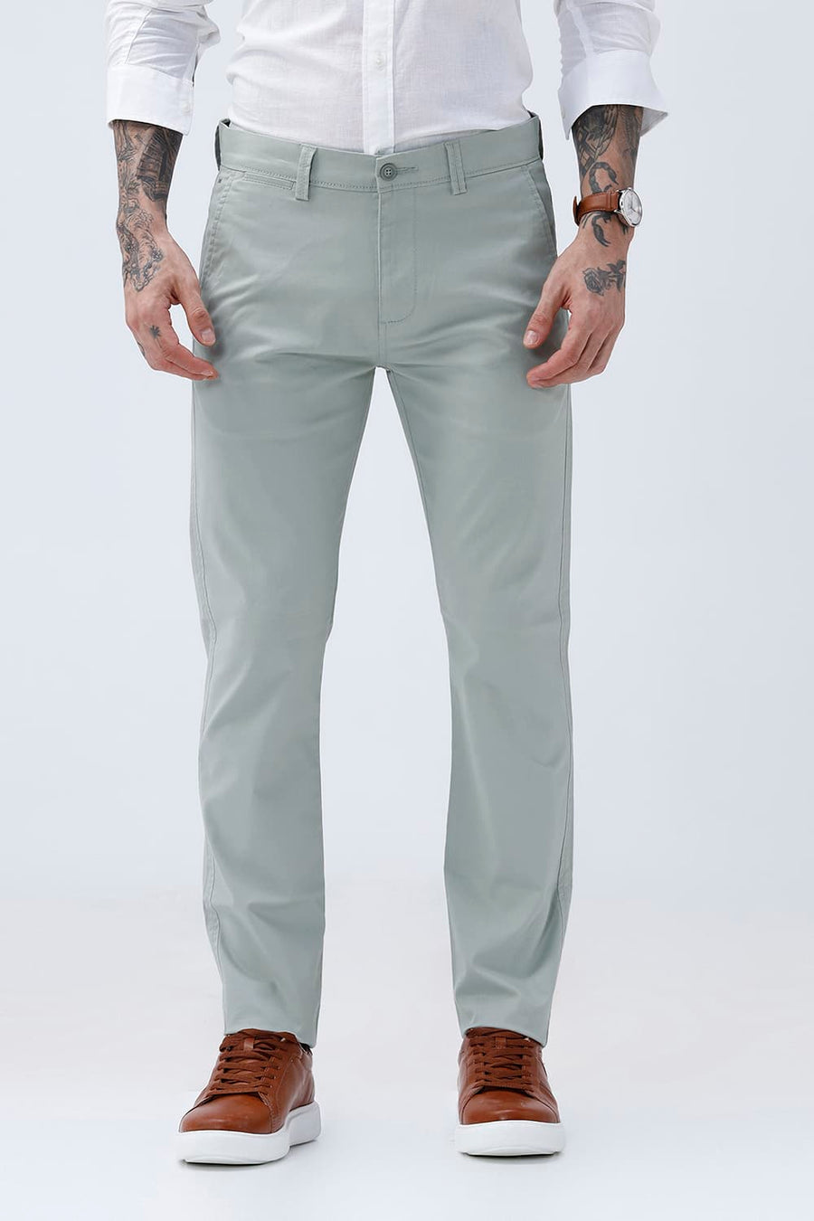 BASICS TAPERED FIT  COTTON STRETCH STRUCTURE TROUSER