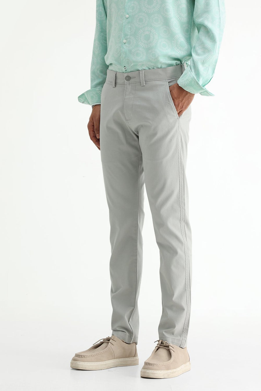 BASICS TAPERED FIT  COTTON STRETCH STRUCTURE TROUSER
