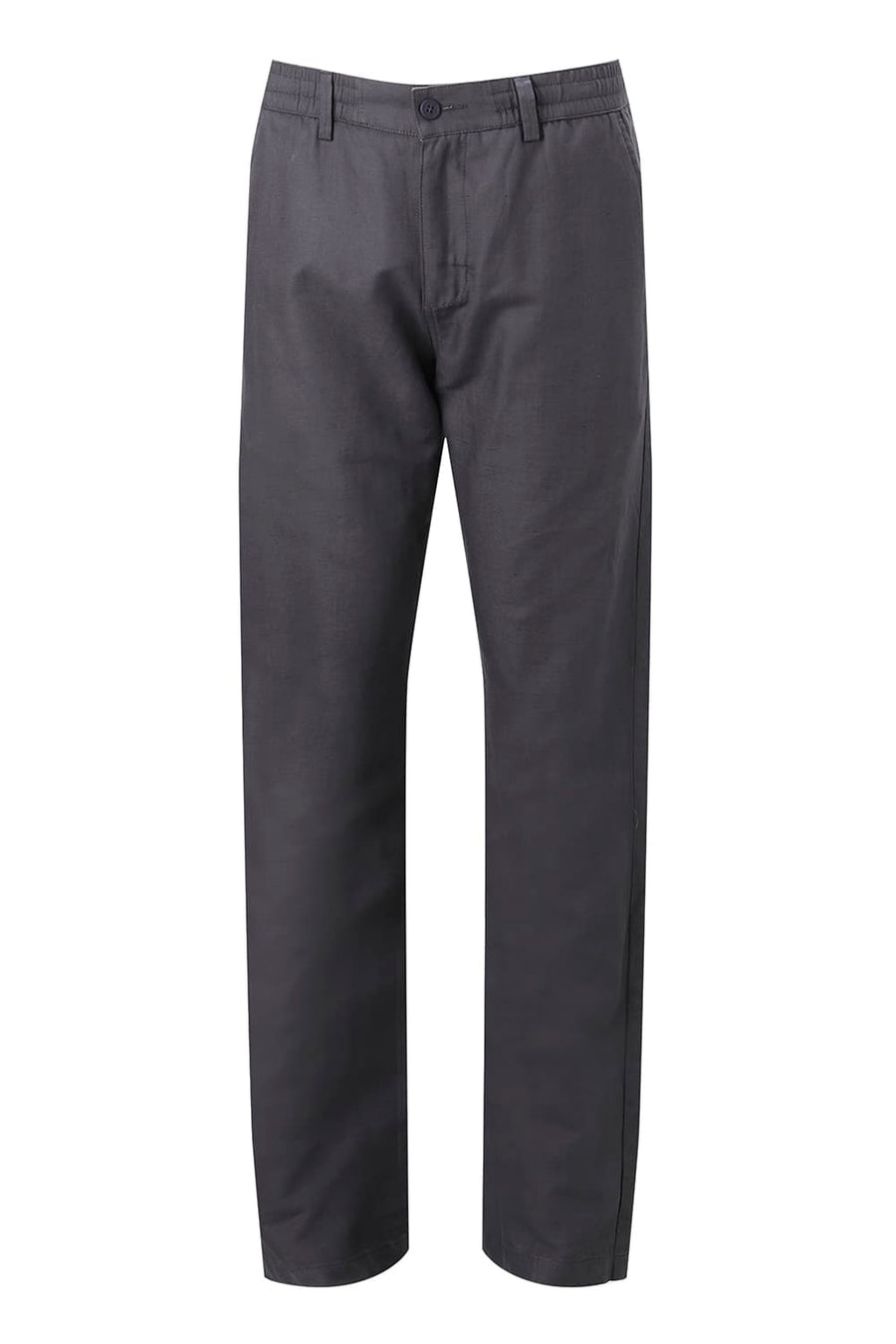 BASICS DRIFT FIT IMPENETRABLE DARK GREY COTTON LINEN STRUCTURE TROUSER