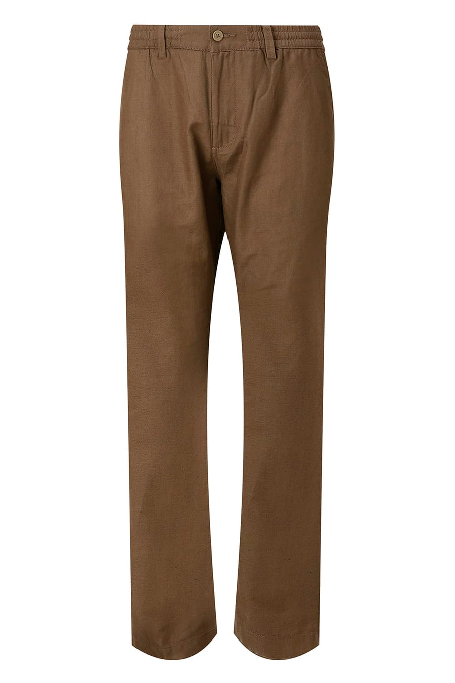 BASICS DRIFT FIT DESERT PALM BROWN COTTON LINEN STRUCTURE TROUSER