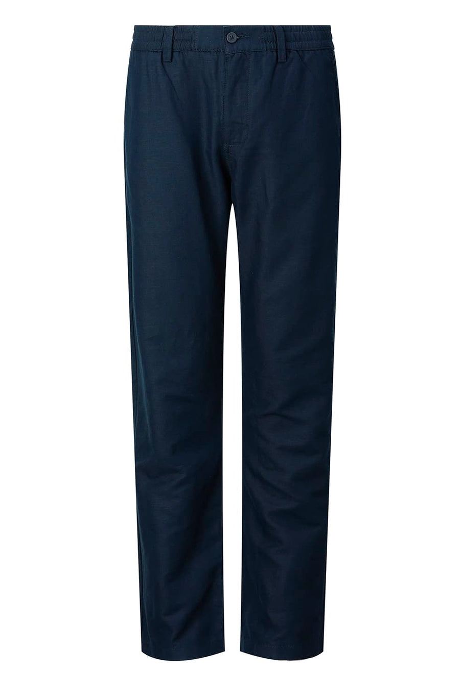 BASICS DRIFT FIT SEA STORM NAVY COTTON LINEN STRUCTURE TROUSER