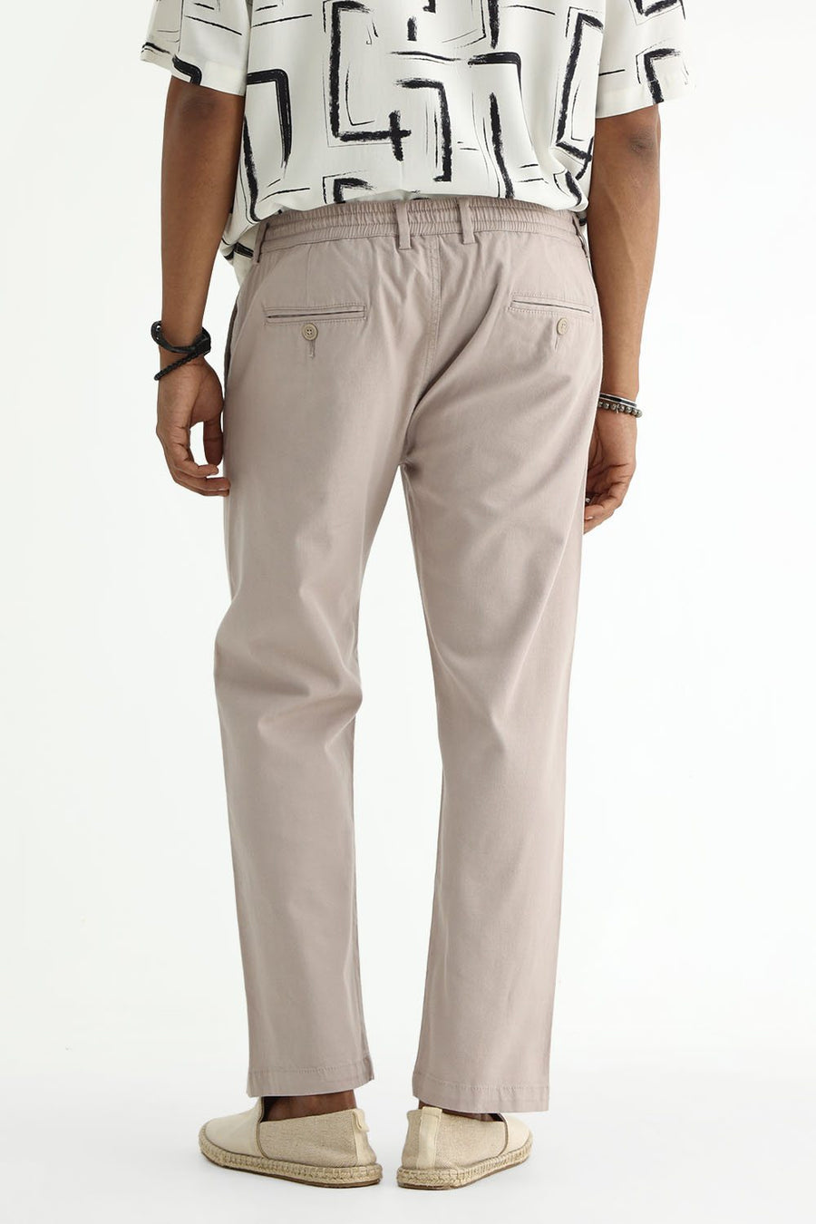 BASICS DRIFT FIT TAUPE PINK COTTON STRETCH STRUCTURE TROUSER