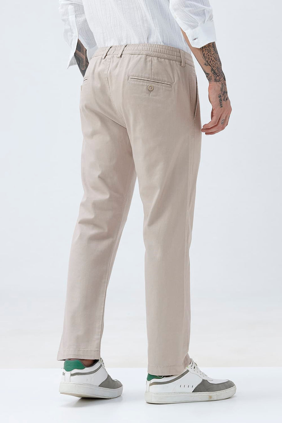 BASICS DRIFT FIT TAUPE PINK COTTON STRETCH STRUCTURE TROUSER