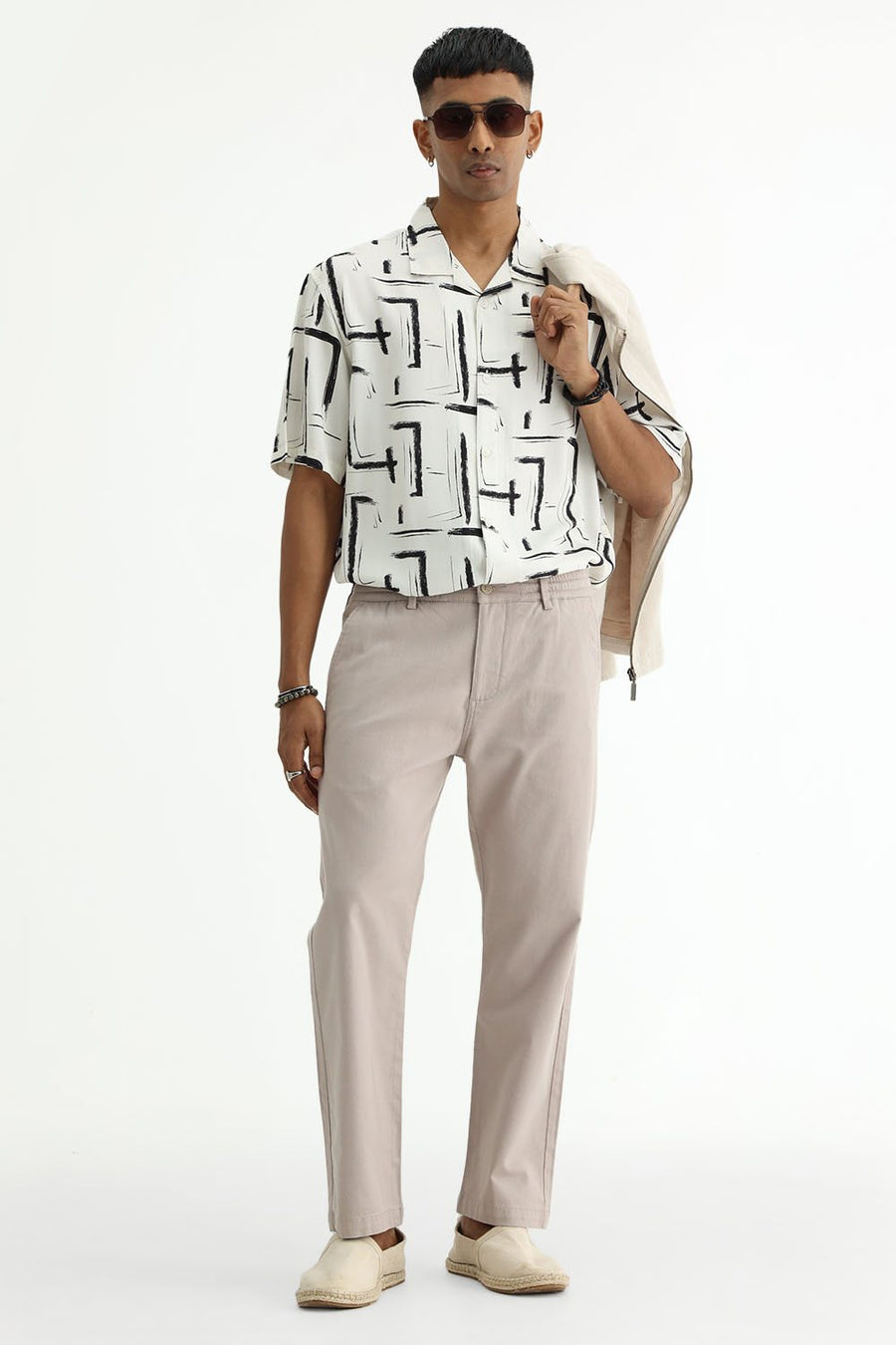 BASICS DRIFT FIT TAUPE PINK COTTON STRETCH STRUCTURE TROUSER