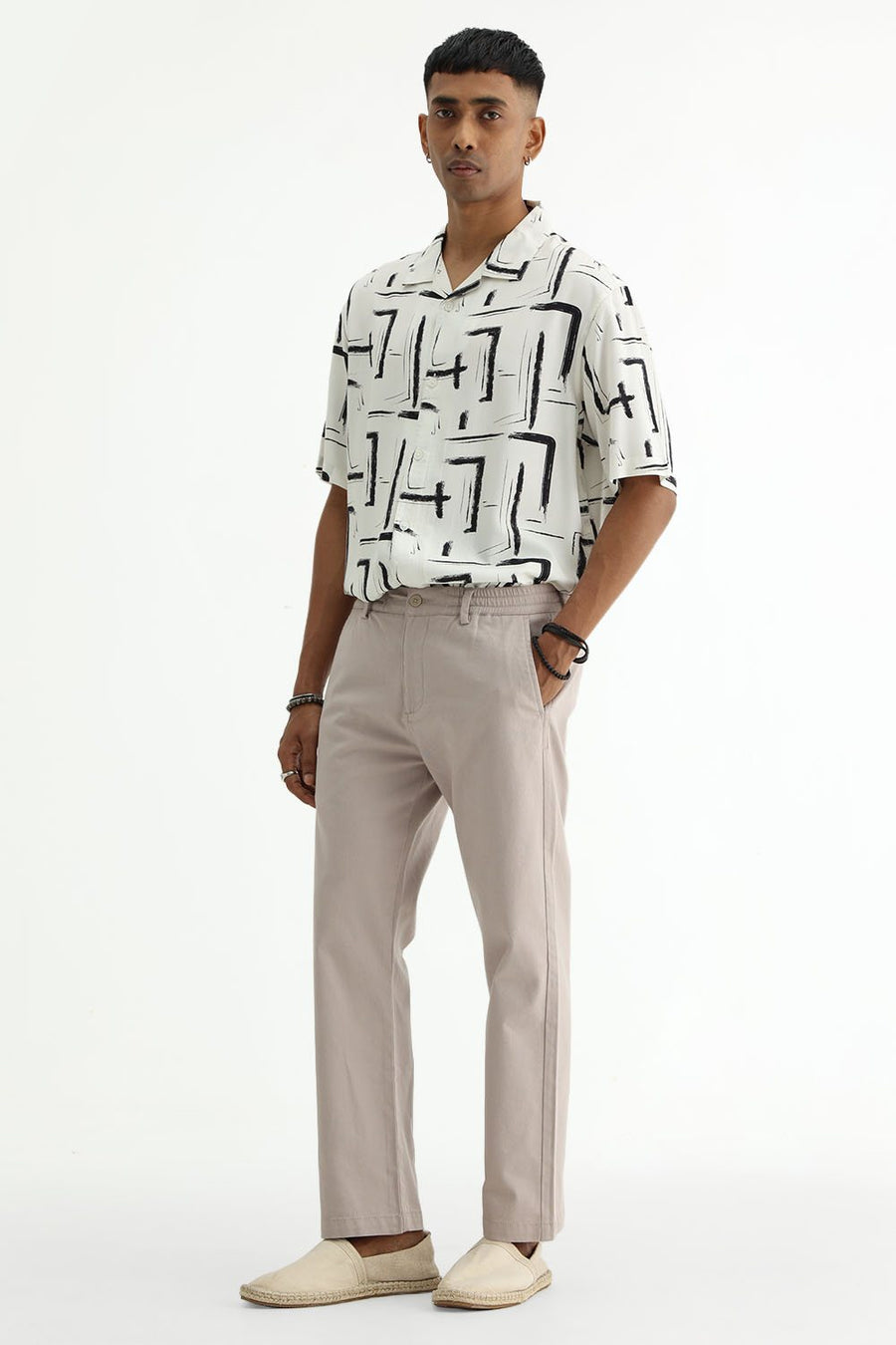 BASICS DRIFT FIT TAUPE PINK COTTON STRETCH STRUCTURE TROUSER