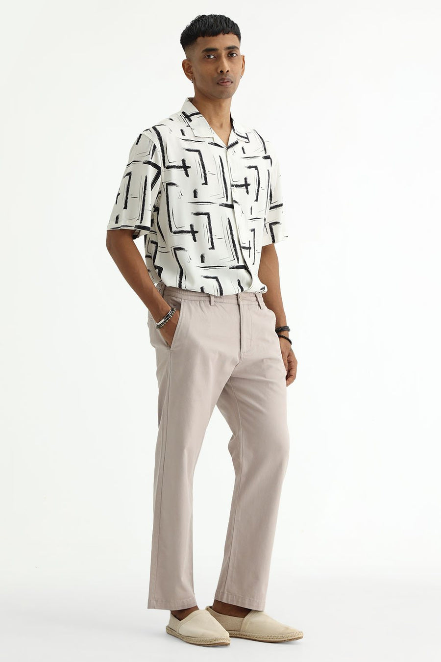 BASICS DRIFT FIT TAUPE PINK COTTON STRETCH STRUCTURE TROUSER