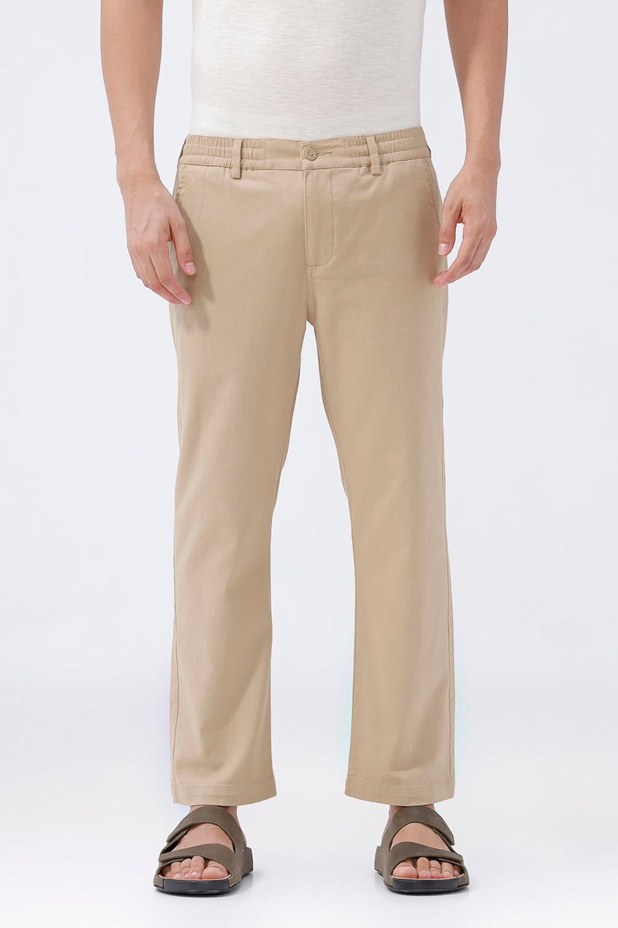 BASICS DRIFT FIT WARM SAND KHAKI COTTON STRETCH STRUCTURE TROUSER