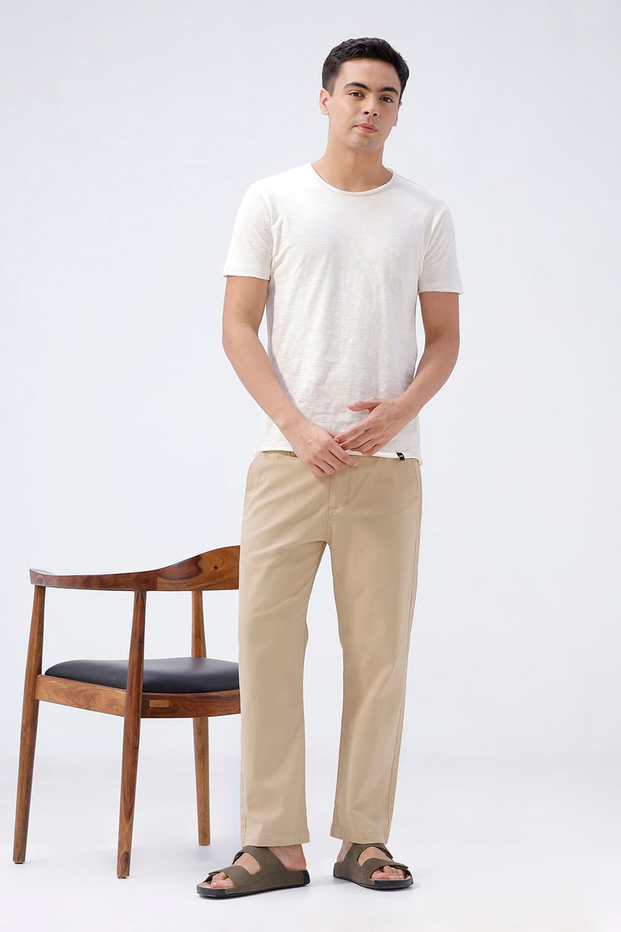 BASICS DRIFT FIT WARM SAND KHAKI COTTON STRETCH STRUCTURE TROUSER
