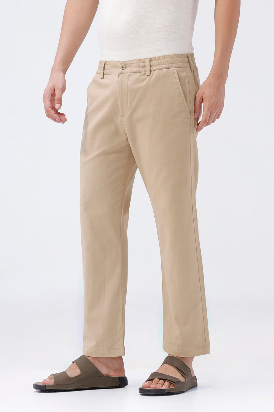 BASICS DRIFT FIT WARM SAND KHAKI COTTON STRETCH STRUCTURE TROUSER