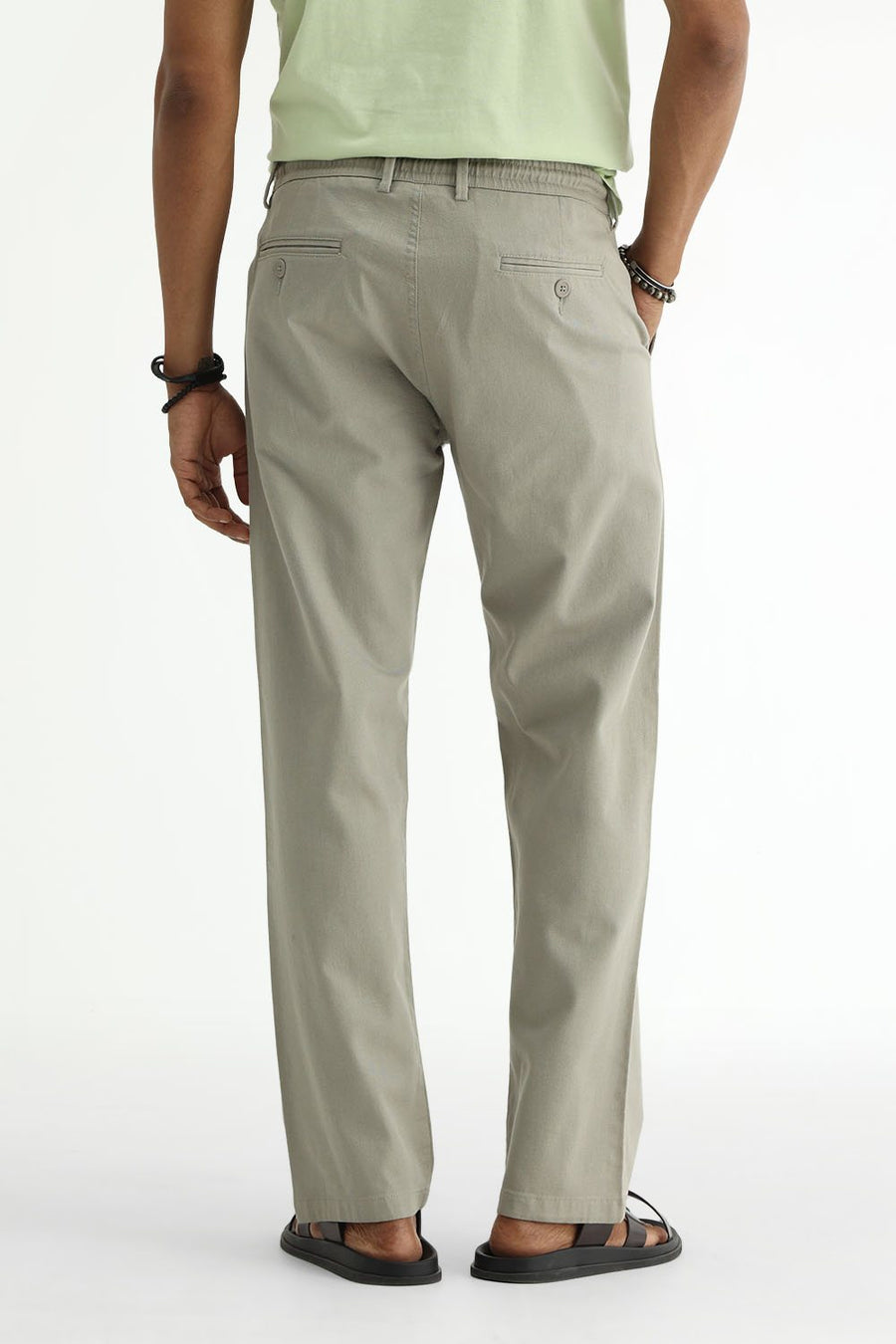 BASICS DRIFT FIT SEAGRASS GREEN COTTON STRETCH STRUCTURE TROUSER