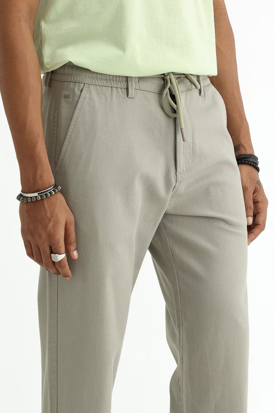 BASICS DRIFT FIT SEAGRASS GREEN COTTON STRETCH STRUCTURE TROUSER