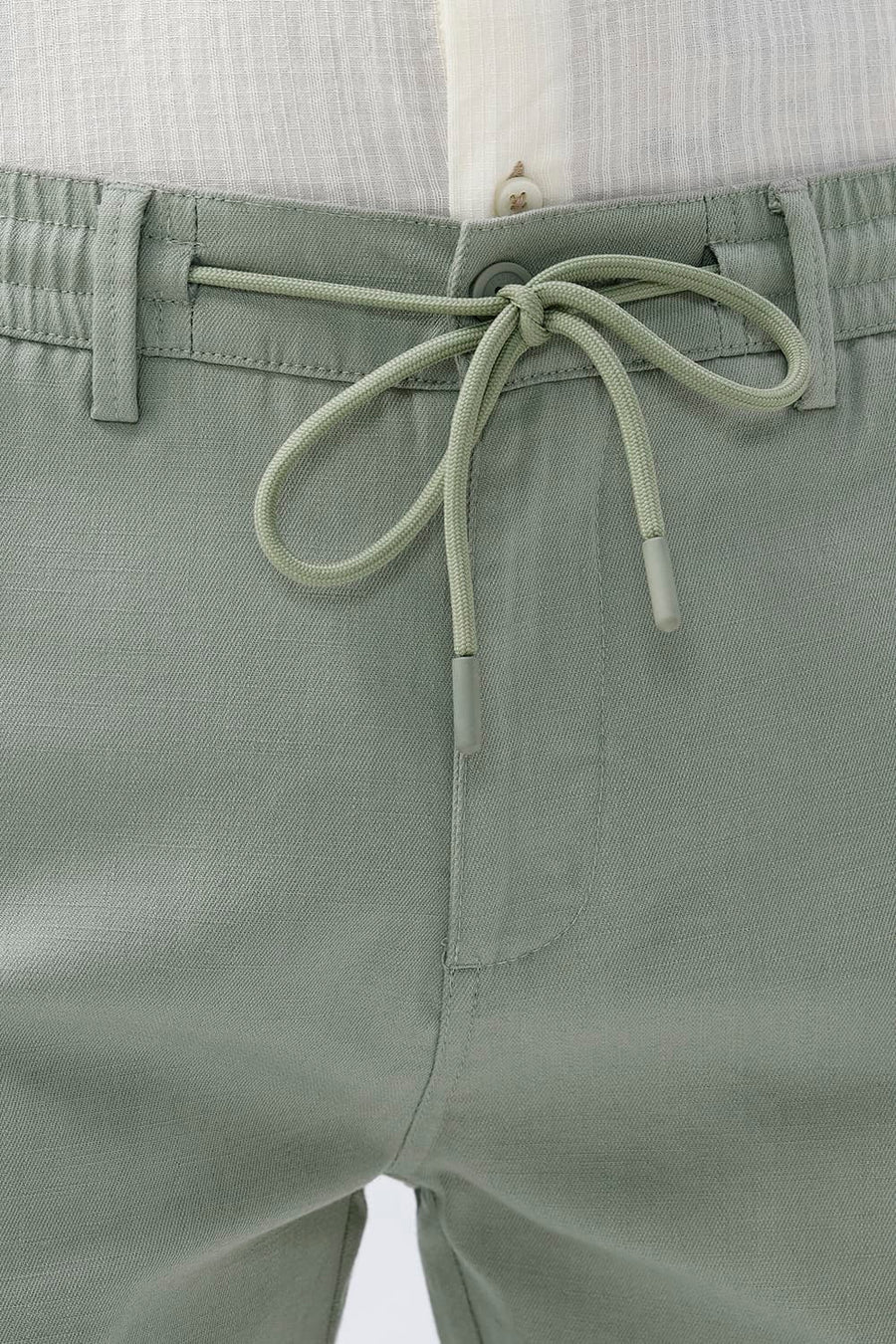 BASICS DRIFT FIT SEAGRASS GREEN COTTON STRETCH STRUCTURE TROUSER